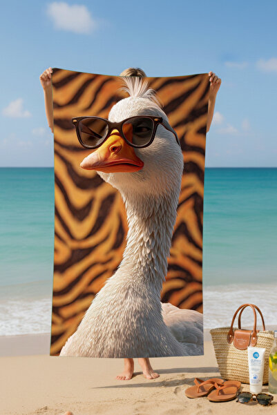BETHA Leopard Printed Glasses Duck Cotton Beach Towel – Patterned Design – 75X150 cm