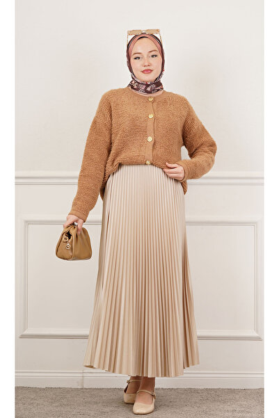 MODA Leather Look Pleated Skirt