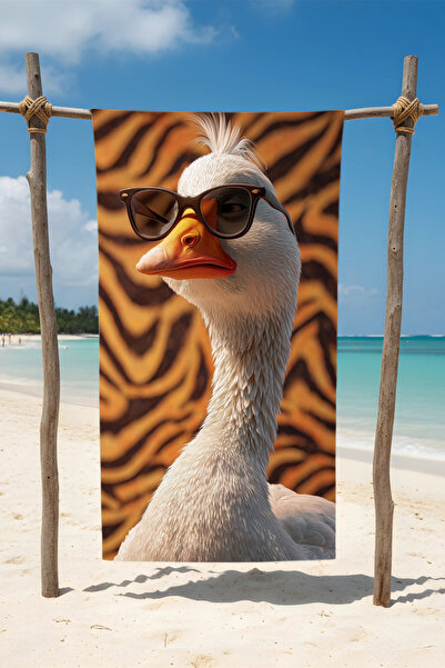 BETHA Leopard Printed Glasses Duck Cotton Beach Towel – Patterned Design – 75X150 cm