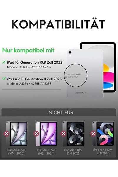 HYX حافظة iPad الجيل العاشر مع لوحة مفاتيح (10.9، 2022)، إضاءة 7 ألوان، لوحة تتبع متعددة اللمس