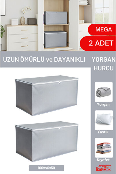 EVSELLA 2 Adet Mega Boy Hurç - Antrasit Yorgan & Battaniye Hurcu 100x40x50 cm