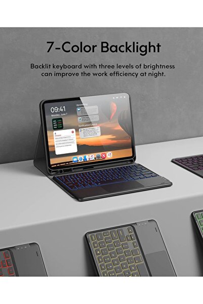 HYX حافظة لجهاز iPad Air 11 بوصة مع لوحة مفاتيح M3/M2 (2025/2024)، إضاءة خلفية بـ 7 ألوان، لوحة تتبع متعددة اللمس
