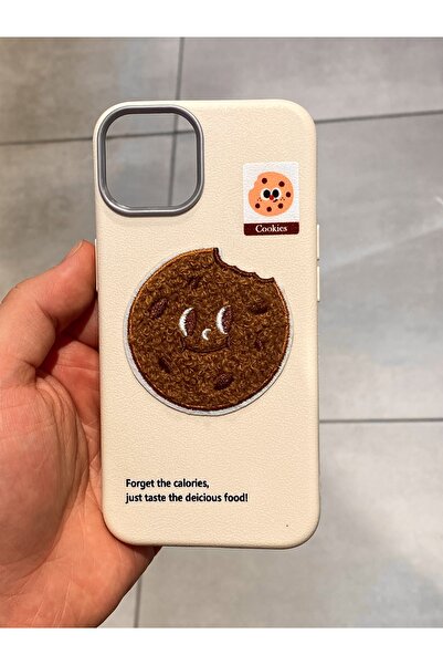 Mee.co iPhone 13 ve 14 Uyumlu Nakış İşlemeli Kurabiye ve Köpek Figürlü İçi Ka...