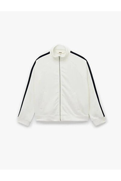 Koton Üç İplik Şerit Detaylı Uzun Kollu Dik Yaka Fermuarlı Sweatshirt