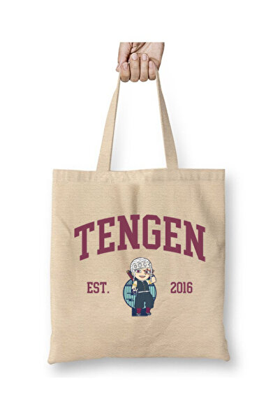 Toyaso Demon Slayer Tengen Uzui Geantă de pânză albă Geantă de cumpărături cu...