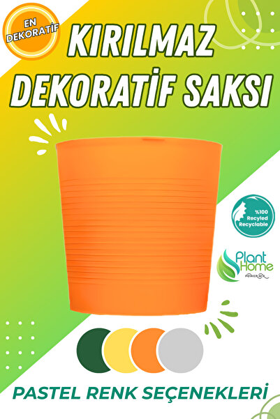 Plant Home Power Mix Turuncu Direnajlı 9.5 Litre Dekoratif Bitki Saksısı – İç...