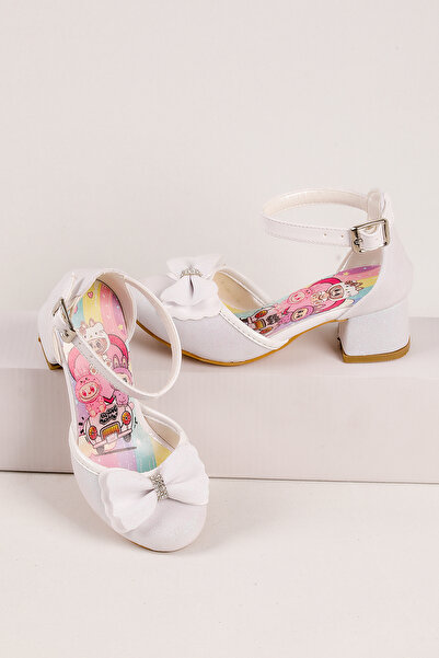 NeSe Shoes Girls' Labubu Printed Heeled Shoes, Girls' Evening Dress Shoes