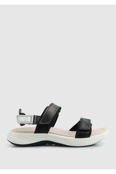 Legero Black Leather Women's Flat Sandals