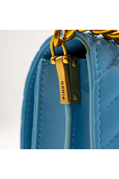 PİNKO Geantă LOVE CLICK CLASSIC SHEEP NAPPA CHEVRON ALBASTRU DESCHIS