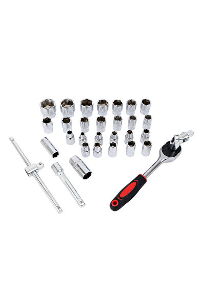 Lawazim Ratchet Wrench Set - 32 Piece Socket Set with Reversible Ratchet and Carrying Case