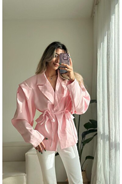 MODA Pink Maribo Padded Belted Jacket
