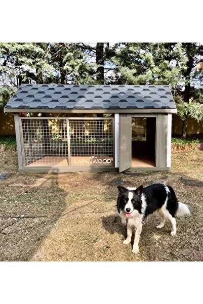 AboutThePerfect Şık gri ahşap köpek kulübesi, konfor ve estetik bir yaşam ala...