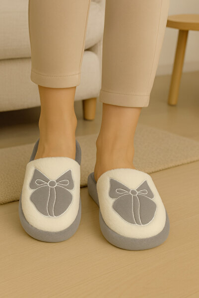 STOCON Women's Bow Embroidered House Slippers No Sound Sole Dowry Gift Bundle Slippers Stc1179