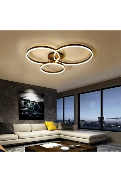 LED CONCEPT Smart LED chandelier with remote control and three types of light, round, 136W, dimmable, 58x48x14cm