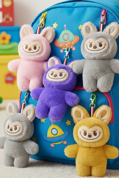 KidHug سلسلة مفاتيح على شكل شخصية لابوبو المحشوة |   تصميم لطيف وناعم |   22 سم