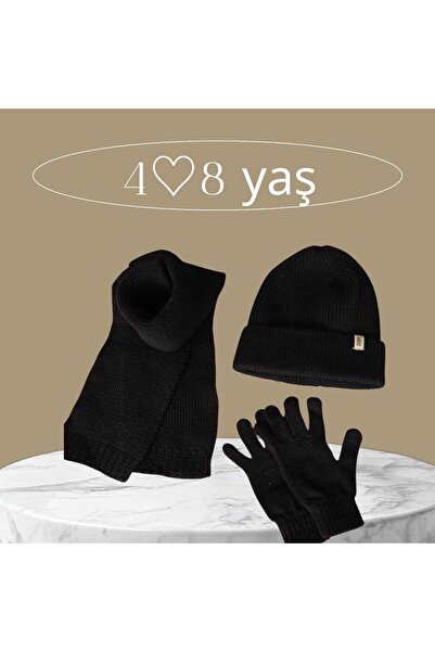 Kitti Set de 3 piese pentru copii unisex de 4-8 ani, eșarfă, beretă, mănuși