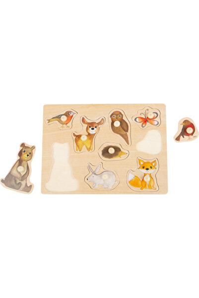 Small Foot Puzzle cu bumbi, din lemn, Animale din padure