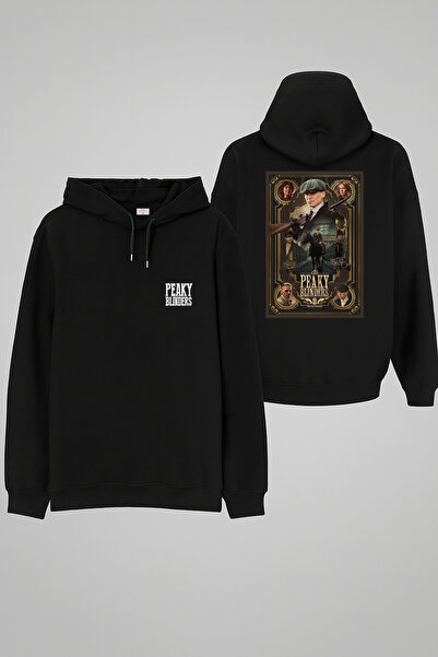 MODA Hanorac negru pentru adulți Peaky Blinders cu imprimeu cu glugă Swea tricou