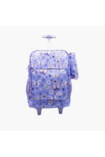 Roco 15.6 Inch Trolley Backpack with Retractable Handle and Pencil Case, Prints - (46x33x20 cm)