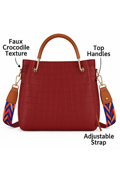 Generic Women’s PU Leather Handbag Set – Designer Tote Satchel Shoulder Bag with 3 Pouches