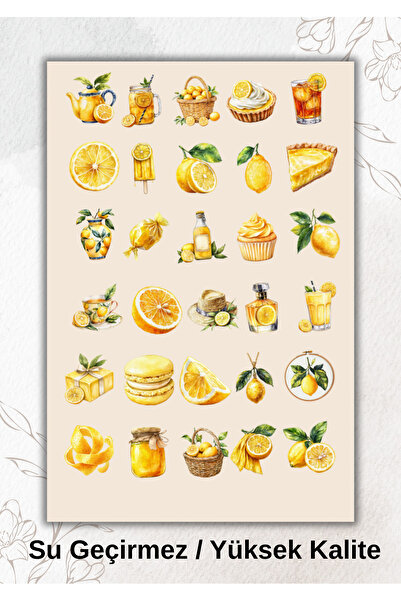 VORACRAFT Limon Temalı, Sarı Sticker Ajanda Bullet Journal YRM038