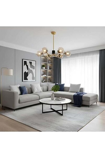 BAB ثريا LED حديثة باللونين الأسود والذهبي مع ست كرات عسلية