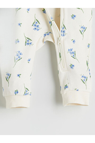 LC Waikiki Ecru Printed Baby Girl Jumpsuit