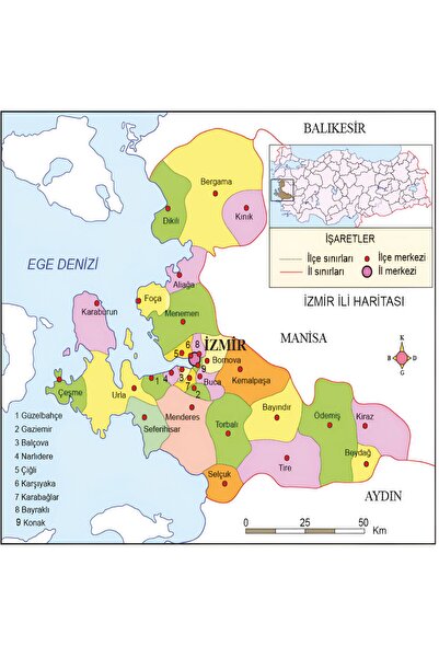 SIRADIŞI REKLAM КАРТА РАЙОНІВ ІЗМІРА 80*80 СМ ВІНІЛ