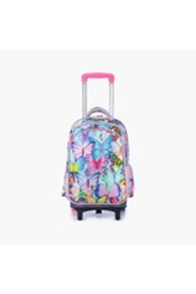 zmzm حقيبة مدرسية ثلاثية الأبعاد من نوفا كيدز مع عربة - 17.5 بوصة - فراشة - أ...