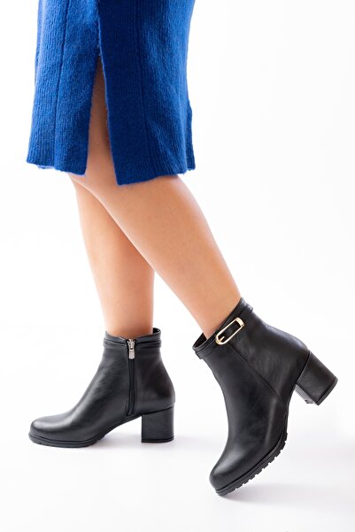 DURUNUN BUTİĞİ Γυναικείες μπότες καθημερινής χρήσης Duber με μαύρη αγκράφα (τ...