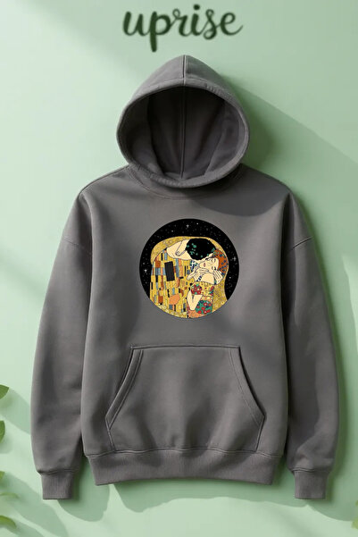 Vordevia Hanorac The Kiss Tablo cu imprimeu Cotton 3 Thread O supradimensionat