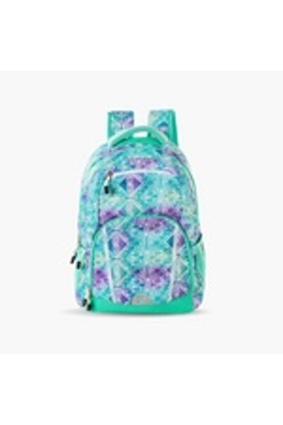 zmzm Printed School Backpack by Easy Kids - Geometric - Green - 18 Inches