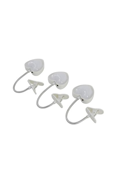 Lawazim Mini Clip LED Light - 3 Piece Heart Shape Flexible Neck Desk Reading Lamp with Strong Clamp