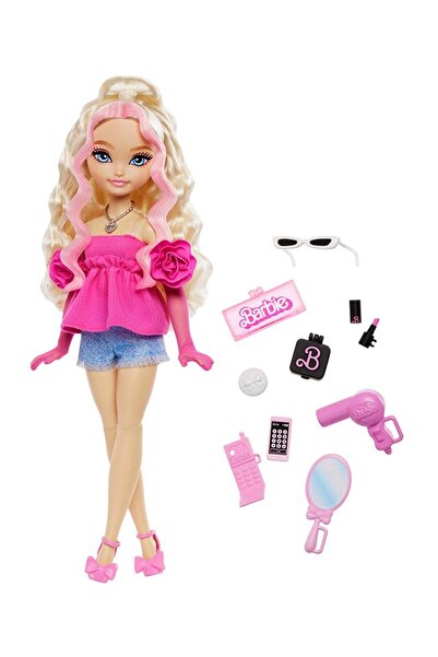 Barbie Dream Besties Moving Malibu Fashion Doll with Wavy Blonde Hair & 11 Beauty Accessories (HYC21