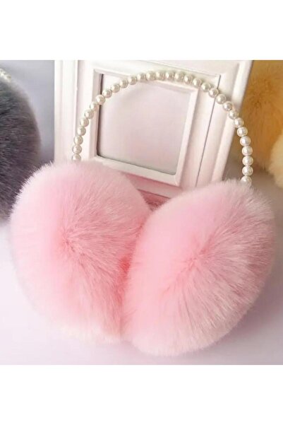 Yıldız Accessory Peluş Kışlık İnci Detaylı Kulaklık Bere Sıcak Tutucu Soğuğa Karşı Etkili Pembe ve Beyaz Renklerde