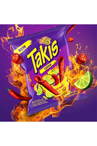 Takis Fuego Kırmızı Acı Biber& Misket Limon Aromalı Cipsi 90G