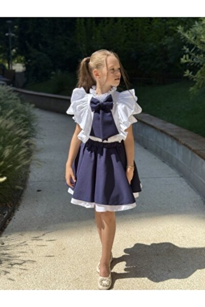 kiddos.ro Fustă de uniformă școlară pentru fete, albastru iederă