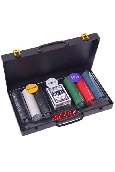 ANGMAD Set Poker ANGMAD, 300 jetoane din plastic, 2 pachete de cărți, zaruri ...