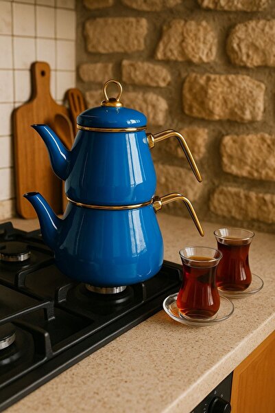 Noah Exclusive Enamel 3 Piece Stainless Steel Enamel Teapot - Blue
