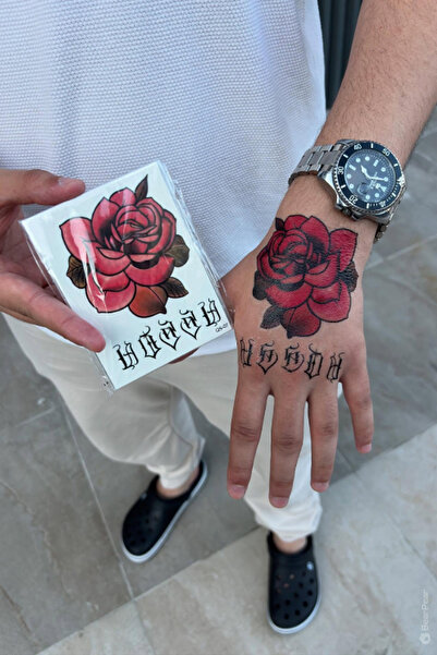 BP Tattoo El Üzeri Gül Dövmesi Gül Modelli El Dövmesi