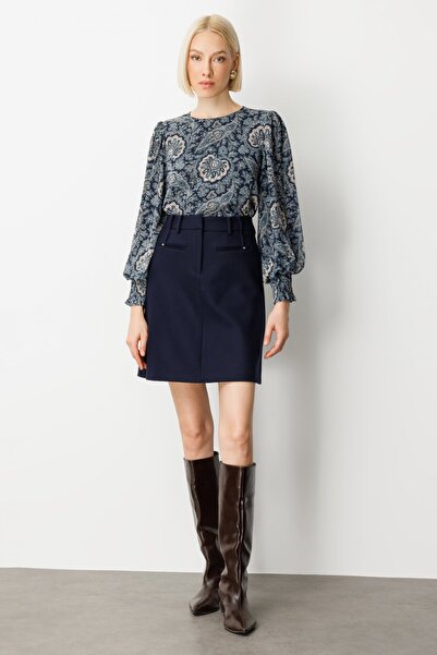 Ekol Aksesuar Detaylı Mini Kaşe Etek