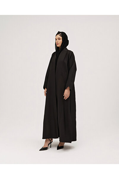 SOROSE SA عباية باربي نص كلوش بخياطة طولية مميزة - لون أسود