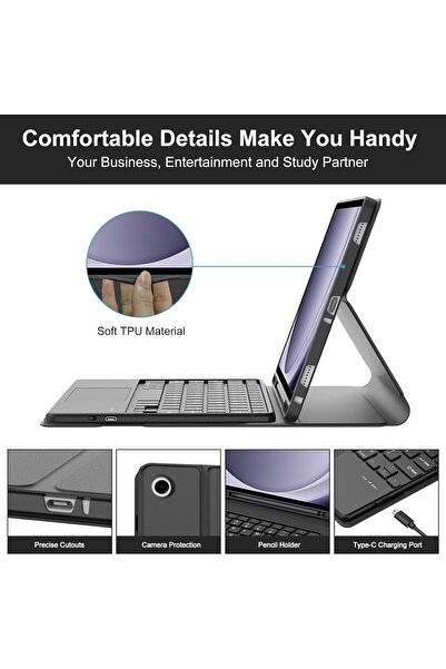 HYX حافظة لوحة مفاتيح لجهاز سامسونج جالاكسي تاب A9+ / A9 بلس 11 بوصة 2023، بلوتوث لاسلكي