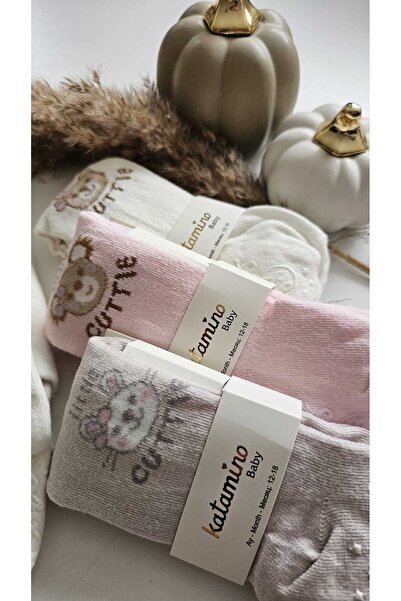 BEYAZ BEBE Baby Girl Pantyhose with Non-Slip Soles