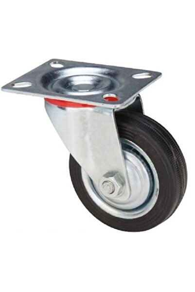 Evotools Roată pivotantă cu roată din cauciuc solid, placă, 200 mm, 150 kg