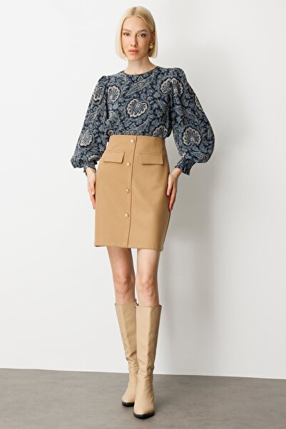 Ekol Süs Düğmeli Mini Kaşe Etek