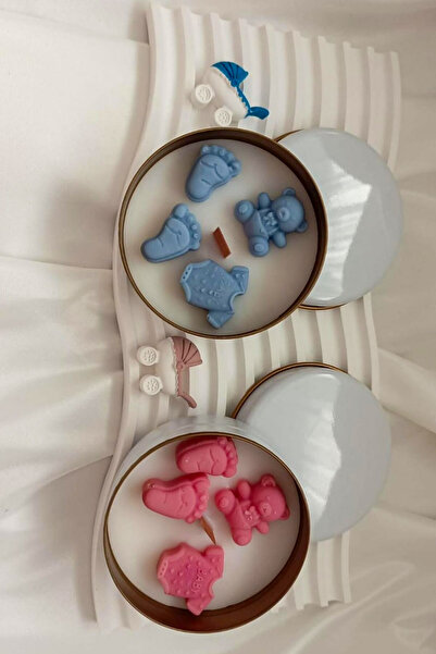 Ecre Doğal SAYAMAX Doğum Günü & Baby Shower Kokulu Kutu Mumları Mavi