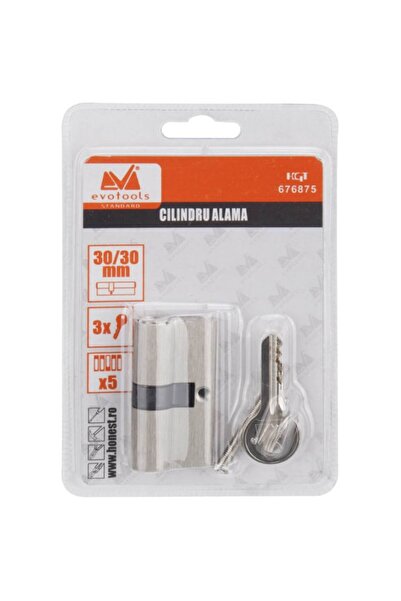 Evotools ETS Brass Cylinder, 85mm, Offset, 35+50, Brushed Nickel