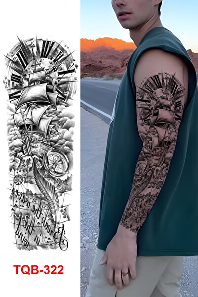 BP Tattoo Sailor Kol Dövmesi Yazılı Kol Kaplama Geçici Dövme