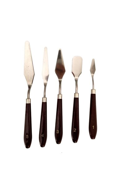Sanathobi Set de spatule de dimensiuni mari, acrilic, vopsea în ulei, decorare pentru prăjituri, modelare de prăjituri, set de 5 bucăți din lemn